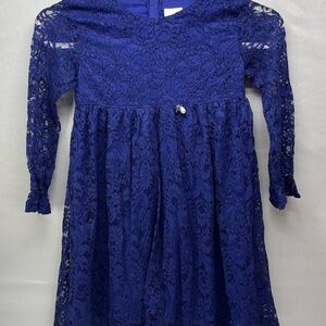 Charming Royal Blue Lace Kids Dress